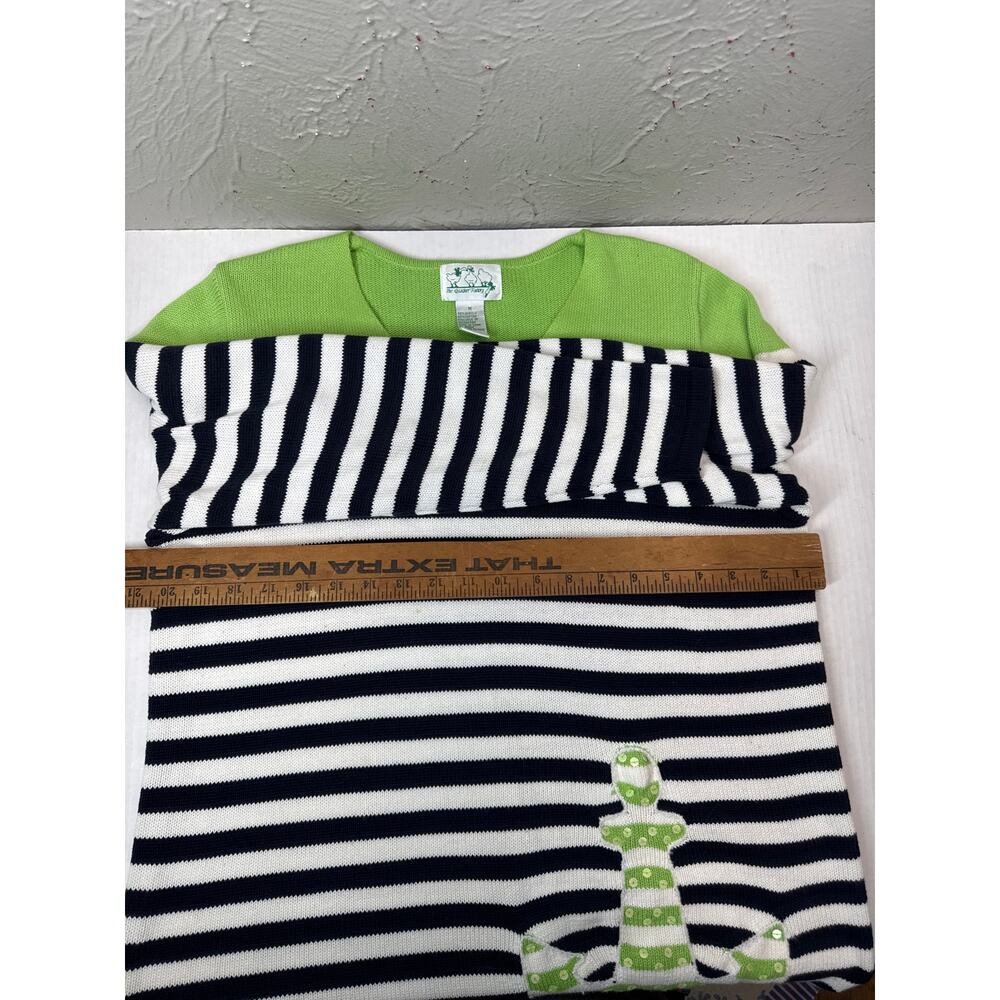 The‎ Quacker Factory Nautical Sweater Womens Green Black Sequins Anchors Medium - Picture 6 of 6